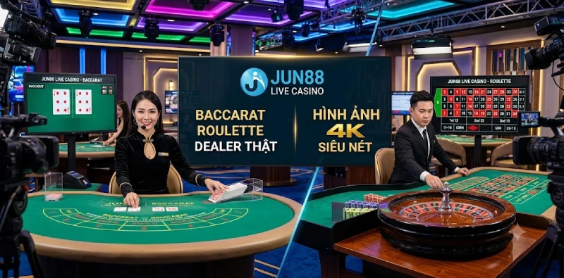 Jun88 live casino baccarat roulette dealer thật
